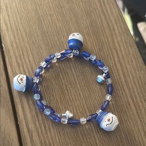 Kids Snowman Beaded Bracelet - Blue and White